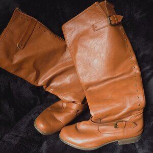 etc. Brand Brown, Low Heel, Knee Boots, Size 10 XL Women's